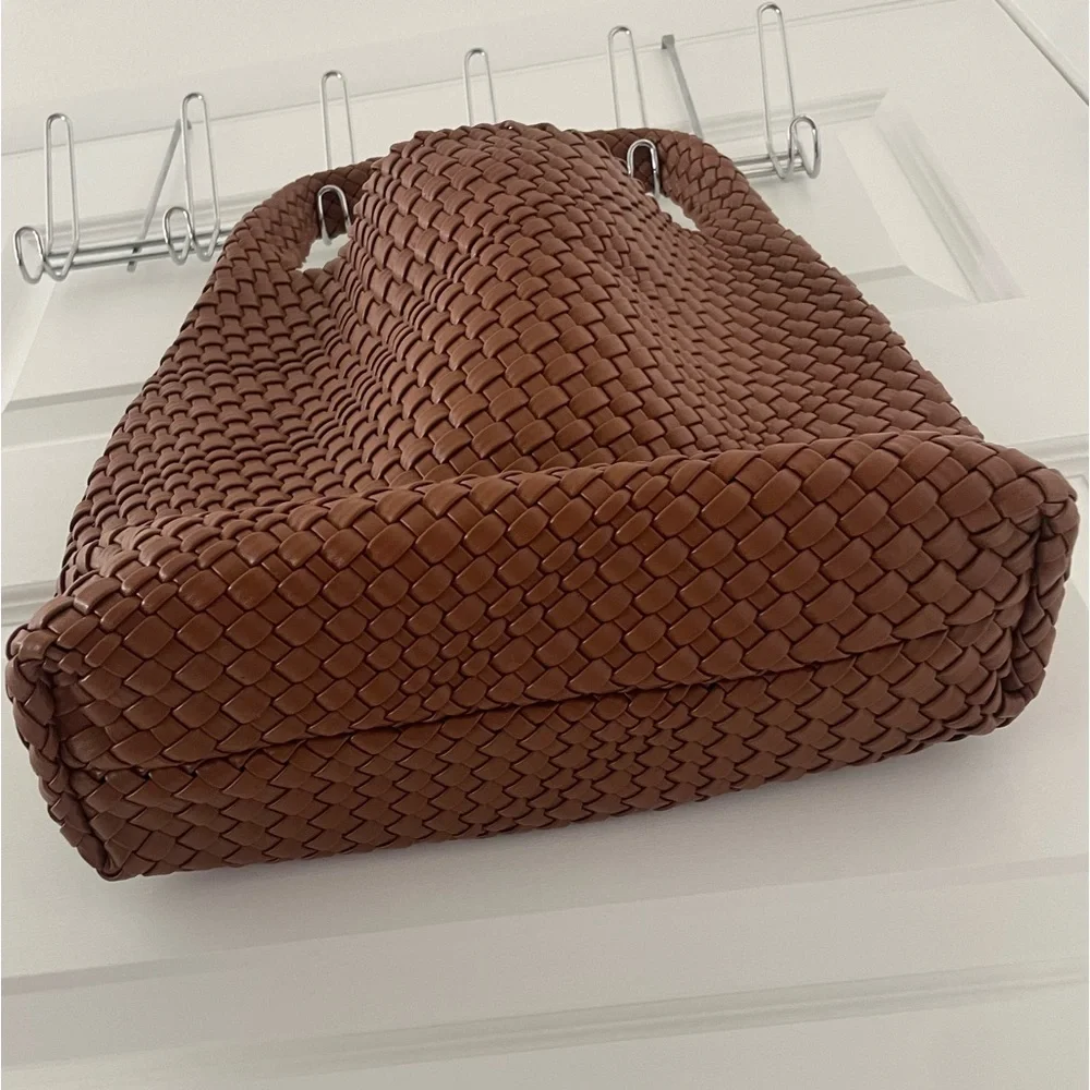 **NEW** Brown Vegan Leather Woven Tote